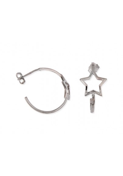 STERLING SILVER STAR HOOP EARRINGS