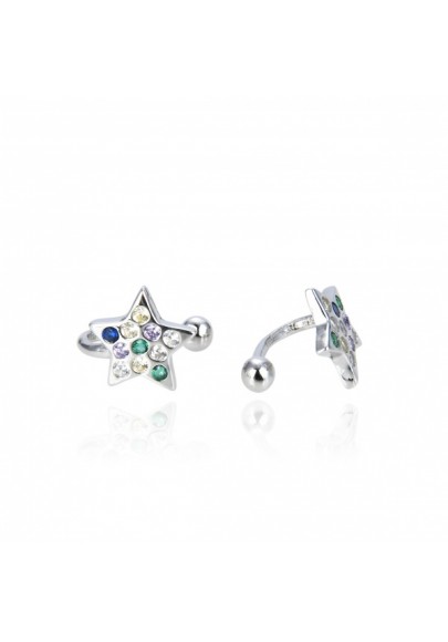 PENDIENTES EAR CUFF ESTRELLA CIRCONITAS PLATA DE LEY