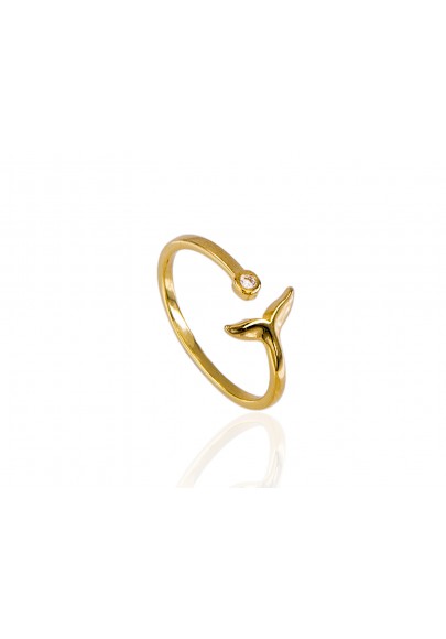 GOLD PLATED STERLING SILVER WHALE´S TALE RING