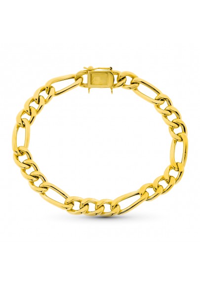 HOLLOW 18K GOLD FIGARO LINK BRACELET. 8 MM.