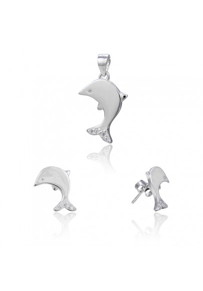 STERLING SILVER DOLPHIN SET