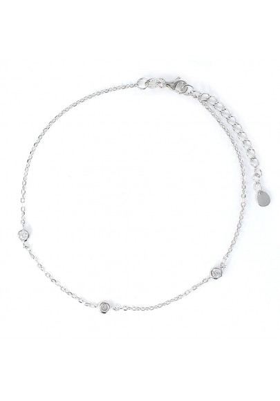 STERLING SILVER WHITE ZIRCONIA ANKLE BRACELET