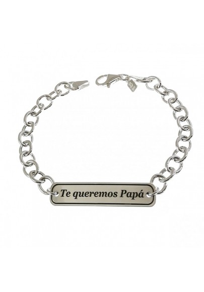 PULSERA TE QUEREMOS PAPÁ PLATA DE LEY