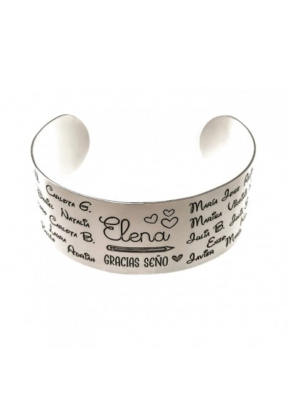 PULSERA PERSONALIZADA PARA PROFESORAS CON NOMBRES Y NIÑOS PLATA DE LEY-25 MM