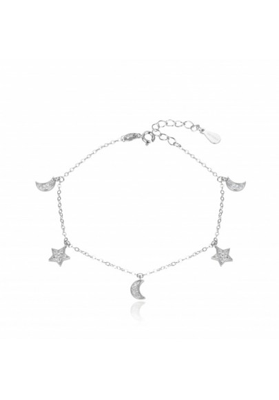 PULSERA CHARMS LUNAS Y ESTRELLAS PLATA DE LEY