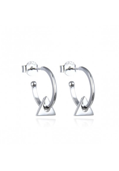 STERLING SILVER HOOP EARRINGS WITH A SMALL TRIANGLE