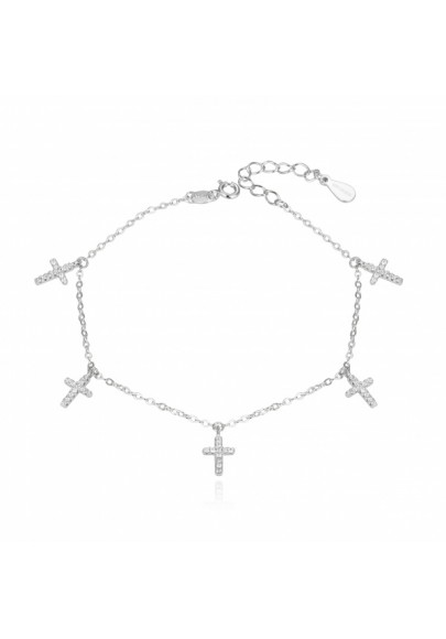 PULSERA CHARMS CRUCES PLATA DE LEY