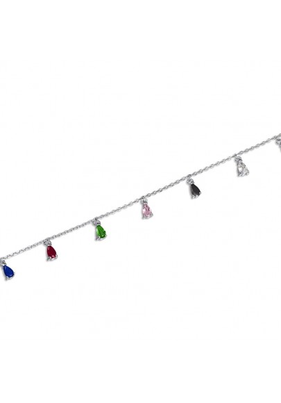 PULSERA COLGANTES MULTICOLOR PLATA DE LEY