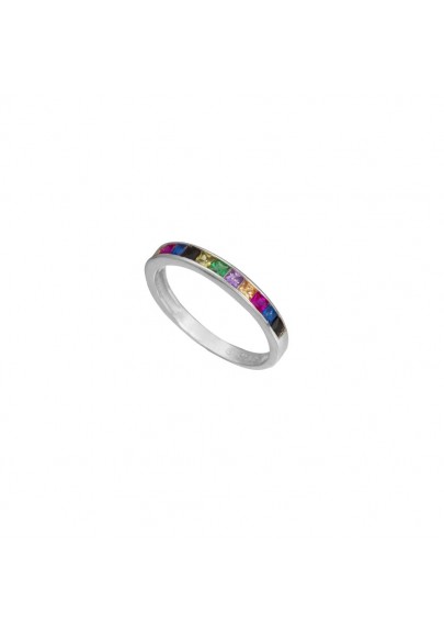 STERLING SILVER COLOURFUL CUBIC ZIRCONIA RING