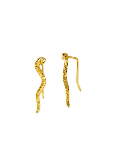 GOLD PLATED STERLING SILVER EAR CLIMBER SNAKE EARRINGS