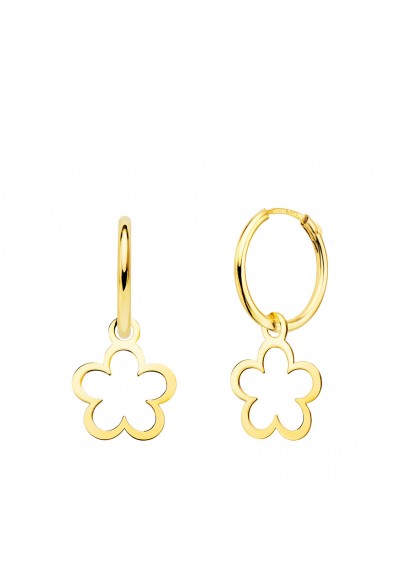 18K GOLD HOOP AND DAISY EARRINGS