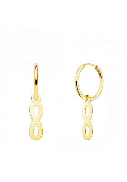 18K GOLD HOOP AND INFINITY SYMBOL EARRINGS