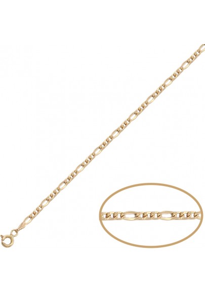 HOLLOW 18K GOLD 3+1 FIGARO CHAIN-2.5MM