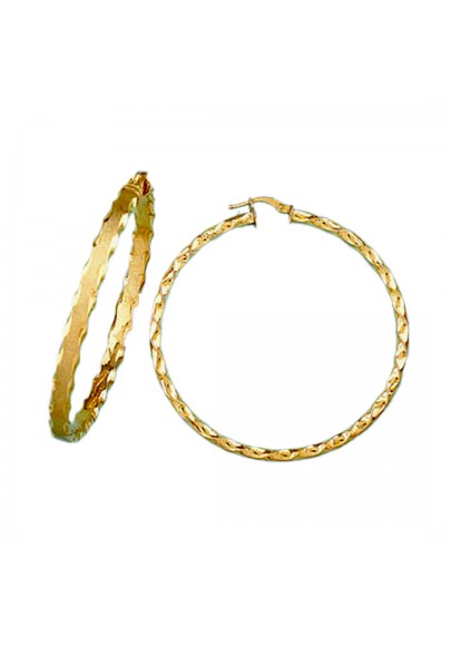 18K GOLD 50 MM HOOP EARRINGS WITH RELIEF