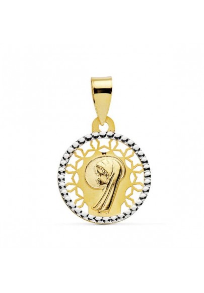 18K BICOLOUR GOLD YOUNG VIRGIN MARY MEDAL-14 MM