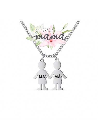 STAINLESS STEEL TWO BOYS NECKACE