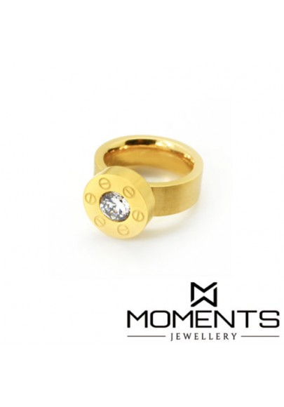 GOLD PLATED STAINLESS STEEL INTERCHANGEABLE STONES RING