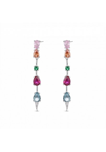 PENDIENTES LARGOS PLATA PIEDRAS DE COLOR 9114895