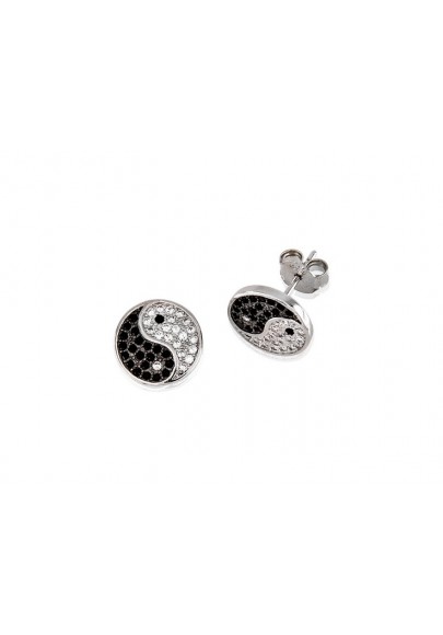 PENDIENTES YIN YANG PLATA CON CIRCONITAS