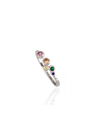 ANILLO PLATA DE LEY ABIERTO CON CIRCONITAS MULTICOLOR