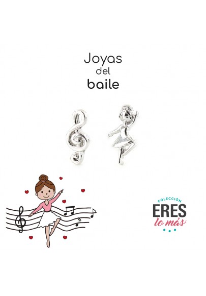 PENDIENTES PLATA CIERRE PRESIÓN "ERES LO MÁS" BAILE 9108527