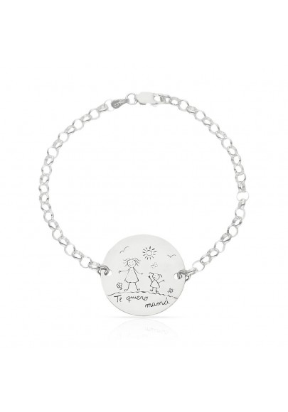 PULSERA DIBUJASUEÑOS CHAPA REDONDA PLATA DE LEY AG33225