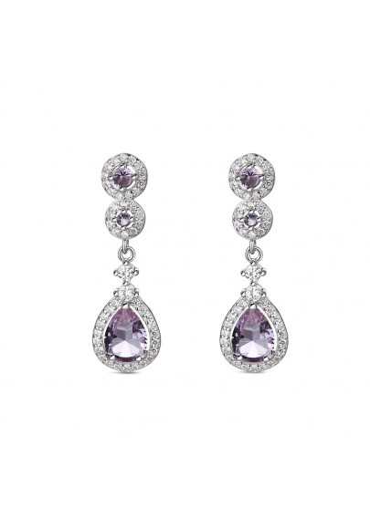 AMETHYST DROP EARRINGS IN STERLING SILVER-29 MM