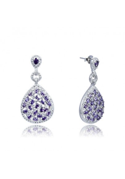 AMETHYST DROP EARRINGS IN STERLING SILVER- MM