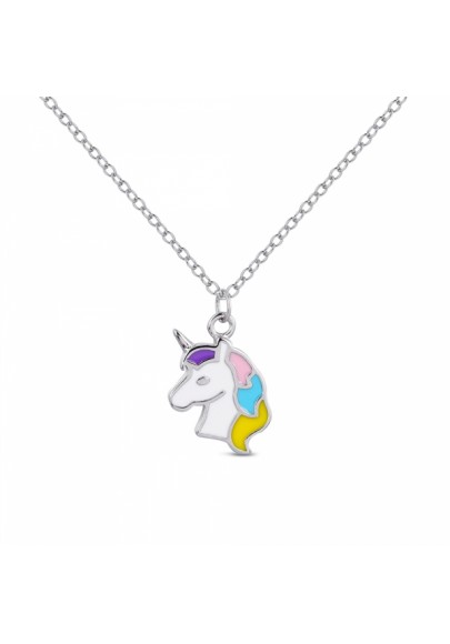 COLLAR UNICORNIO PLATA DE LEY ESMALTADO