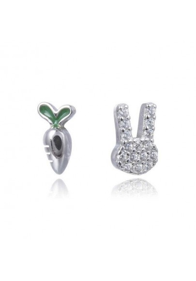 RABIT AND CARROT STUD EARRINGS IN STERLING SILVER