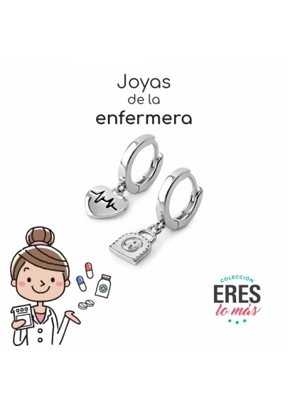 PENDIENTES PLATA ARITO "ERES LO MÁS" ENFERMERA 9108597