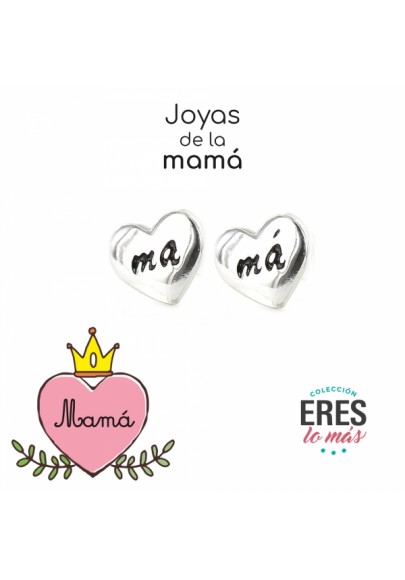 PENDIENTES PLATA CIERRE PRESIÓN "ERES LO MÁS" MAMÁ