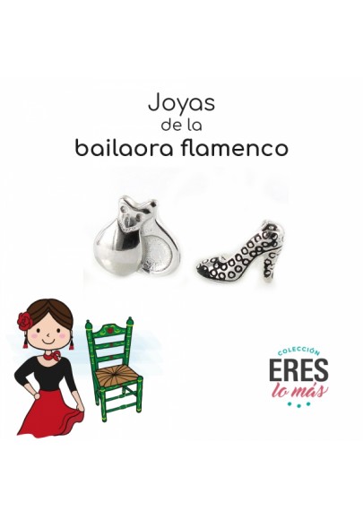 PENDIENTES PLATA CIERRE PRESIÓN "ERES LO MÁS" BAILAORA FLAMENCO 9108530