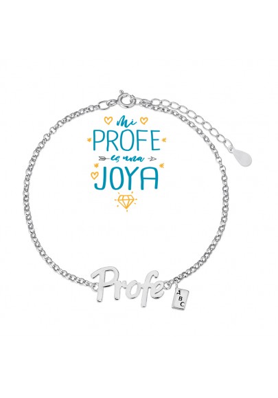 STERLING SILVER TEACHER BRACELET WITH A BOOK