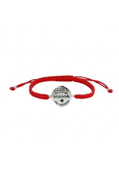 RED THREAD BRACELET WITH STERLING SILVER MEJOR MAMÁ DEL UNIVERSO