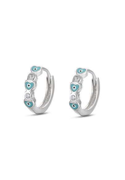 STERLING SILVER TURKISH EVIL EYE HOOPS