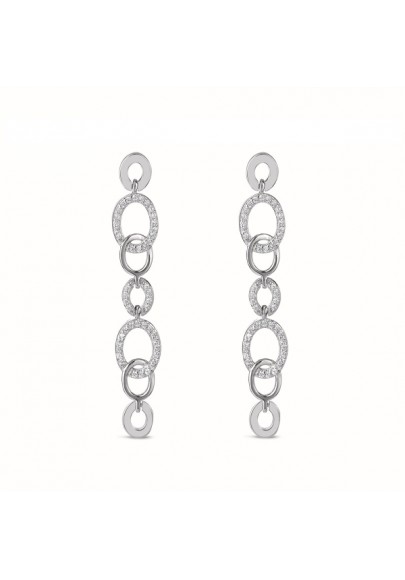 RHODIUM PLATED STERLING SILVER SEVEN FLOATING OVAL EARRINGS