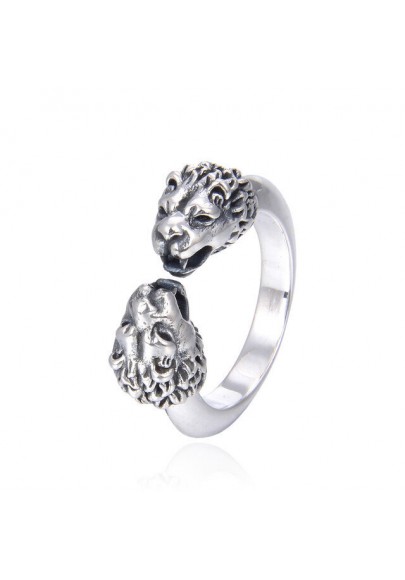 STERLING SILVER LIONS HEADS RING