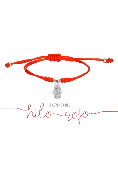 RED THREAD BRACELET WITH STERLING SILVER HAMSA PENDANT