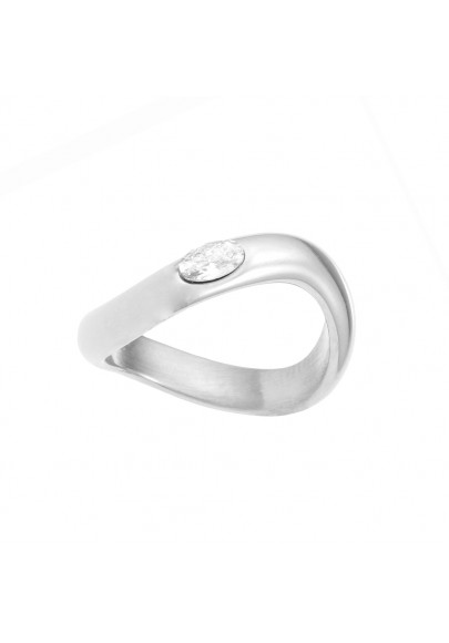 STAINLESS STEEL NATASHA RING WITH WHITE Cz