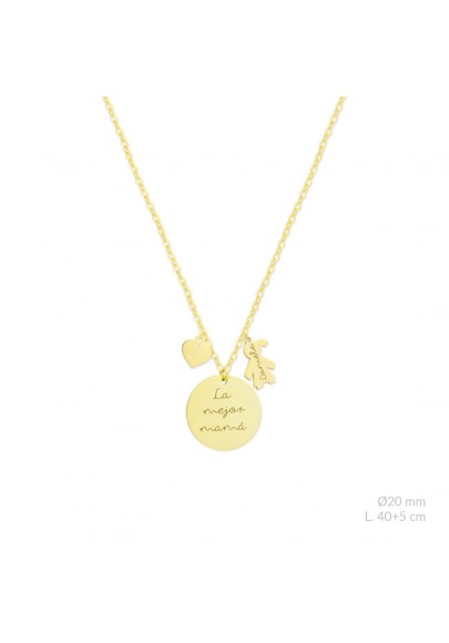 HEART AND GIRL PENDANT NECKLACE IN GOLD PLATED STERLING SILVER WITH ENGRAVED NAME