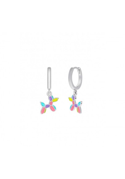 PENDIENTES PERRITO PLATA ARO CON ESMALTE MULTICOLOR D03001/AV