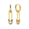 PENDIENTES ARO CON IMPERDIBLE PLATA DE LEY BAÑO DE ORO CON CIRCONITAS DE COLORES D02001/AH