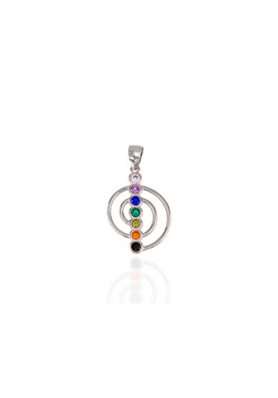 STERLING SILVER SWIRL PENDANT WITH 7 CHAKRAS