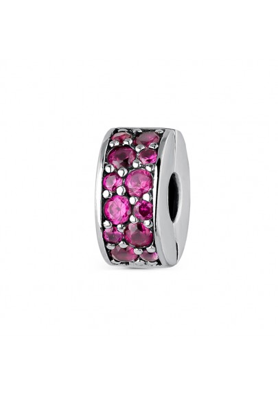 925 STERLING SILVER CIRCLE CLIP CHARM-DARK PINK