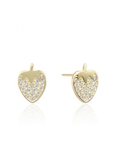 STRAWBERRY EARRINGS WITH CUBIC ZIRCONIA IN 18K GOLD PLATED STERLING SILVER