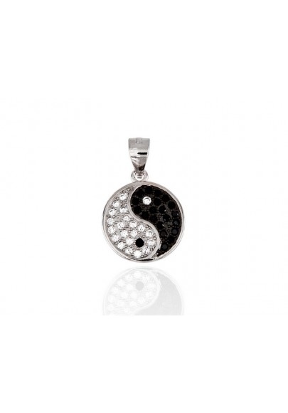 COLGANTE YING YANG PLATA DE LEY CON CIRCONITAS