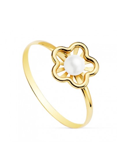 ANILLO ORO NIÑA 18 KL FLOR CON PERLA 20755-2