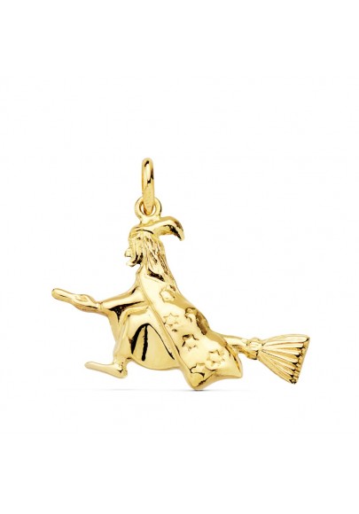 LUCKY  WITCH PENDANT IN 18K GOLD  22X16MM