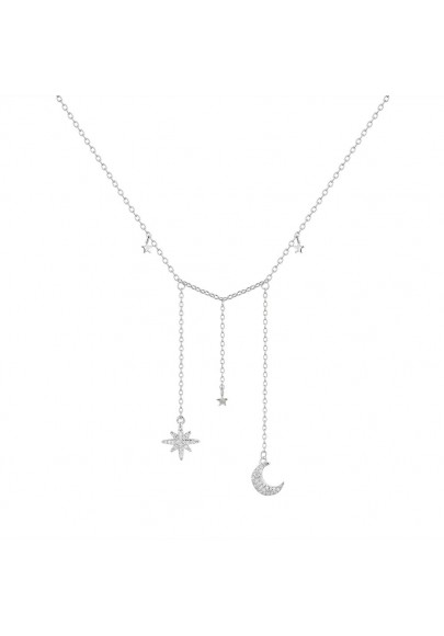 COLLAR LUNA Y ESTRELLAS PLATA DE LEY